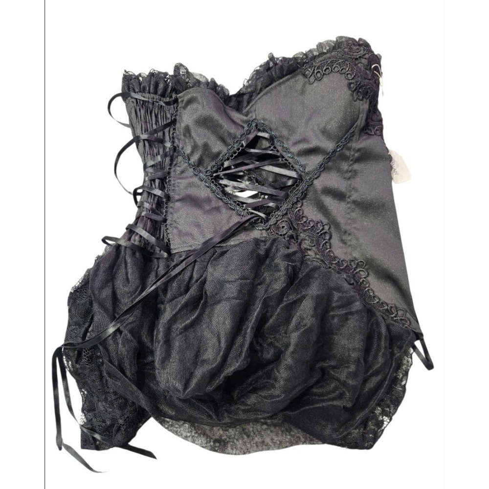 Charmian Women's Black Lace Steampunk Corset Top Gothic Burlesque Basque Plus 3X